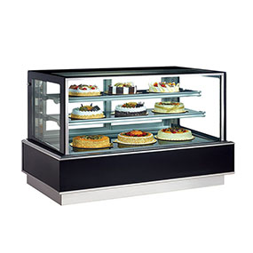 Floor Standing Commercial Glass Bakery Cake Display Counter Refrigerated